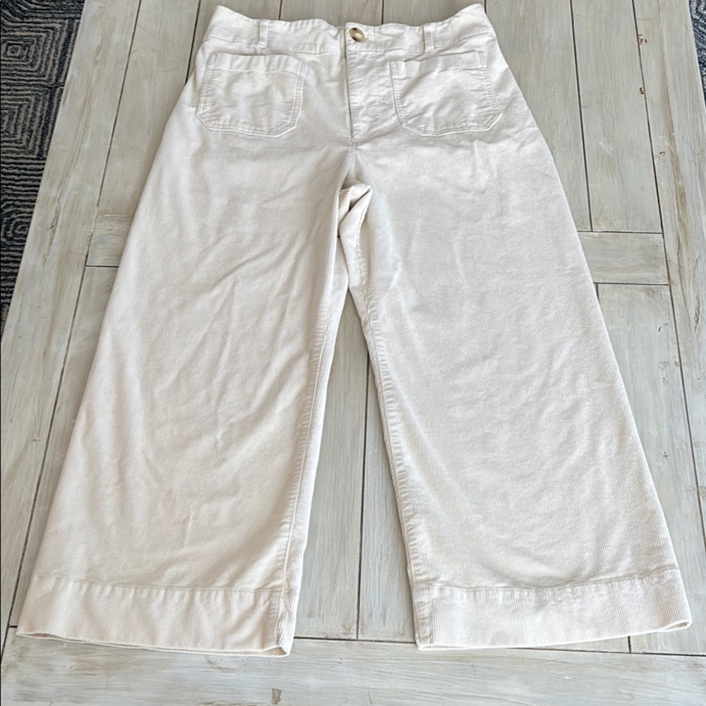 Maeve by Anthropologie Ivory Cream Colette Wide Leg Corduroy Pants Size 32